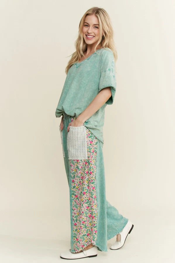 Mineral Wash Floral Pants